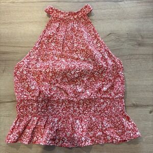 Kirious LA, womens orange/white speckled halter ruched waist Small